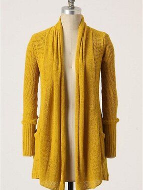 Anthropologie Outdoor Cafe Cardigan Gold Sweater